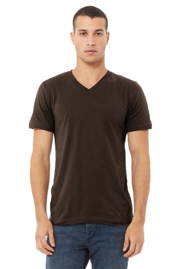 3005 B+C Canvas Unisex Jersey V-neck T-shirt bruin