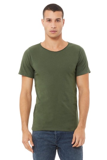 3014 B+C Canvas Unisex Raw Neck T-shirt militairgroen