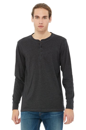 3150 B+C Canvas Henley T-shirt met LM donkergrijs heather