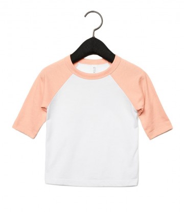 B+C Kids Canvas Toddler Baseball T-shirt 3/4 mouw 3200T wit perzik heather