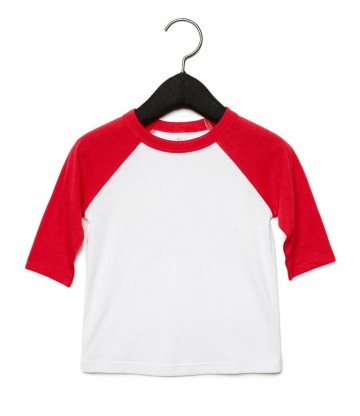 B+C Kids Canvas Toddler Baseball T-shirt 3/4 mouw 3200T wit rood