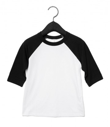 B+C Kids Canvas Toddler Baseball T-shirt 3/4 mouw 3200T wit zwart