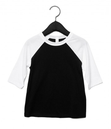 B+C Kids Canvas Toddler Baseball T-shirt 3/4 mouw 3200T zwart wit