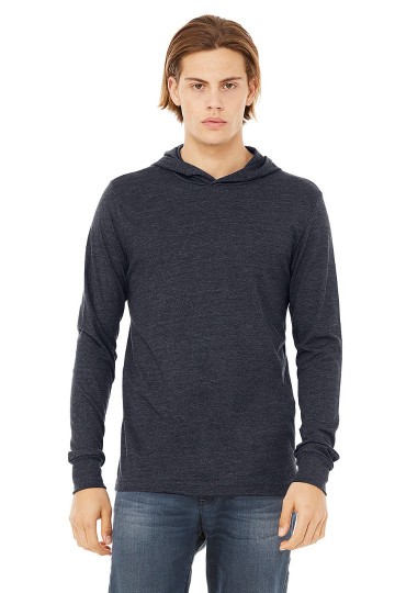 3512 B+C Canvas Unisex Jersey Hooded T-shirt met LM marineblauw heather
