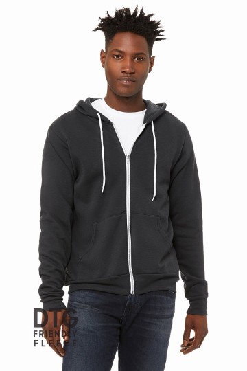 3739 B+C Canvas Unisex Full Zip Hoodie dtg donkergrijs