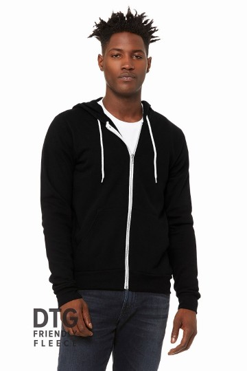 3739 B+C Canvas Unisex Full Zip Hoodie dtg zwart