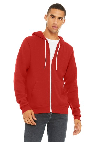 3739 B+C Canvas Unisex Full Zip Hoodie rood