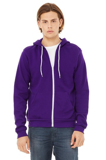 3739 B+C Canvas Unisex Full Zip Hoodie team paars