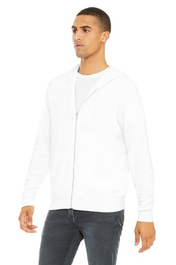 3739 B+C Canvas Unisex Full Zip Hoodie wit