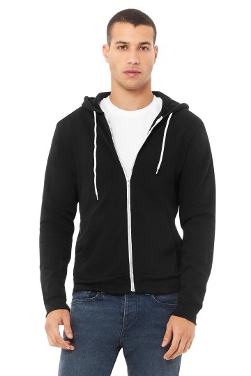 3739 B+C Canvas Unisex Full Zip Hoodie zwart