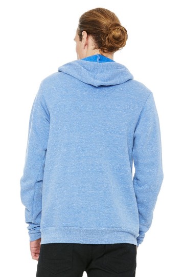 3909 B+C Canvas Unisex Triblend Full Zip Hoodie blauw triblend achter