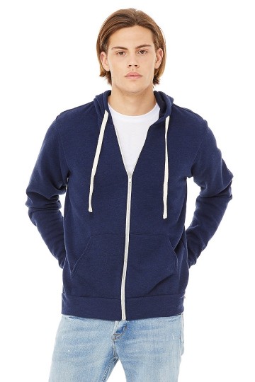 3909 B+C Canvas Unisex Triblend Full Zip Hoodie marineblauw triblend