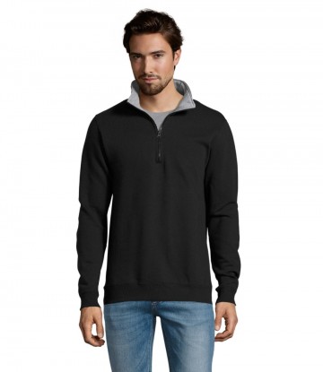 47300 Sol's Scott heren sweater met 1/4 rits zwart