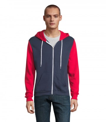 47700 Sol's Silver unisex sweater jack met kap fransmarineblauw rood