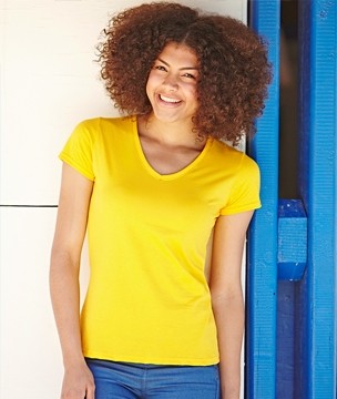 FOTL Lady-Fit Valueweight V-hals T