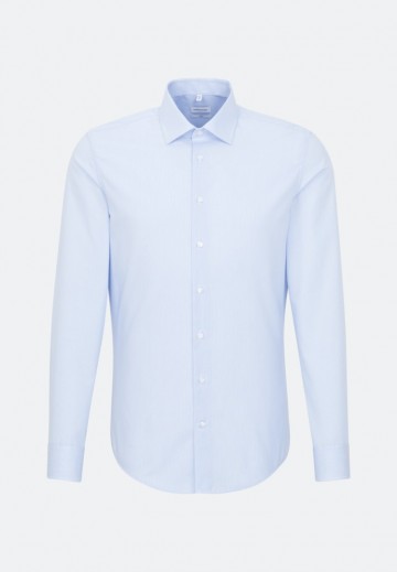 660020 Seidensticker Men's Shirt Slim Fit Check/Stripes LS lichtblauw