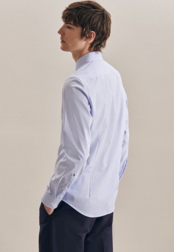 660020 Seidensticker Men's Shirt Slim Fit Check/Stripes LS lichtblauw achter