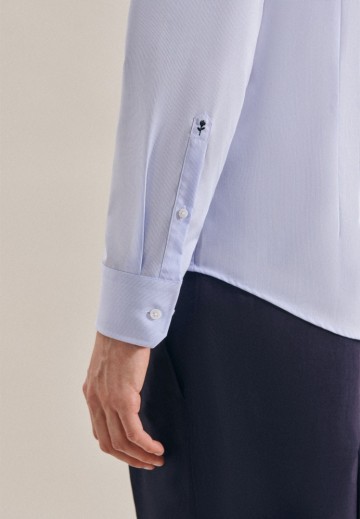 660020 Seidensticker Men's Shirt Slim Fit Check/Stripes LS lichtblauw mouw