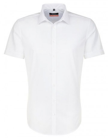 666261 Seidensticker Men's Shirt Slim Fit Poplin Fil á Fil SS wit