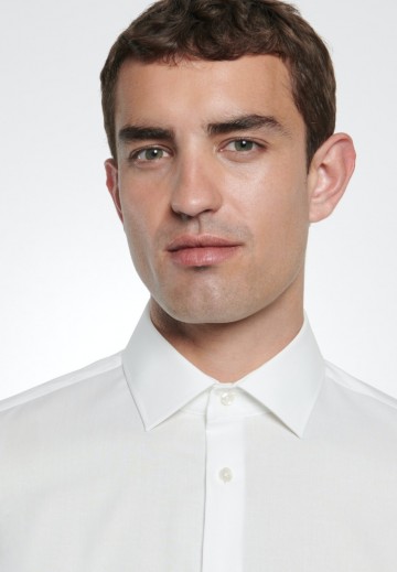 675198 Seidensticker Men's Shirt Slim Fit Poplin Fil á Fil LS ecru kraag