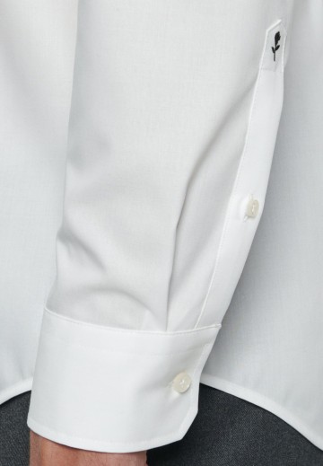 675198 Seidensticker Men's Shirt Slim Fit Poplin Fil á Fil LS ecru mouw