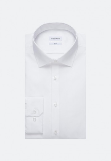 675198 Seidensticker Men's Shirt Slim Fit Poplin Fil á Fil LS wit 00