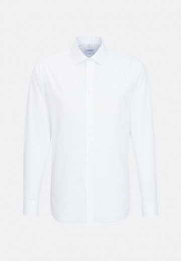675198 Seidensticker Men's Shirt Slim Fit Poplin Fil á Fil LS wit 01