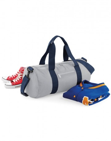 BG140 BagBase Original Barrel Bag - Lichtgrijs / Marineblauw