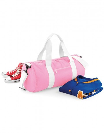 BG140 BagBase Original Barrel Bag Roze / Wit