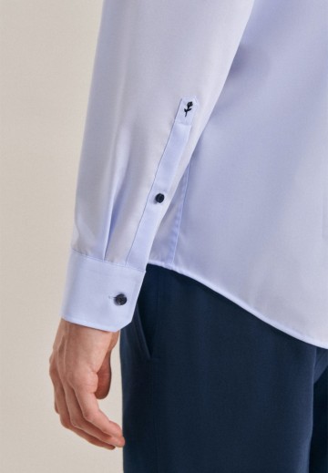 693690 Seidensticker Men's Slim Fit Poplin LS middenblauw mouw