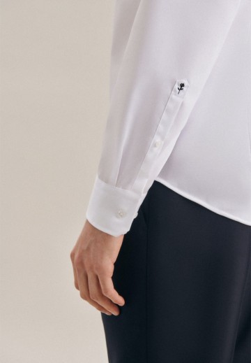 695007 Seidensticker Men's Slim Fit Twill LS wit mouw