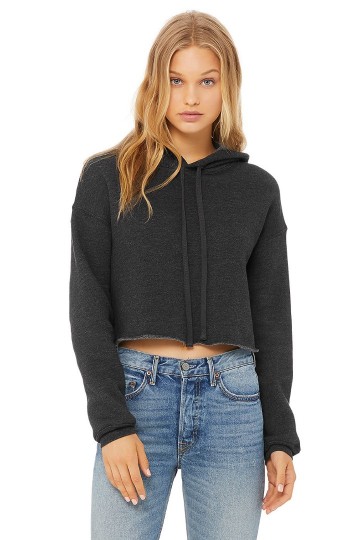 7502 B+C Bella Cropped Hoodie donkergrijs heather