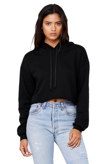 7502 B+C Bella Cropped Hoodie zwart