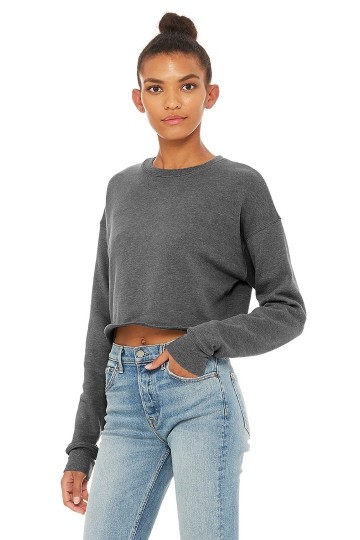 7503 B+C Bella Cropped Sweatshirt diepgrijs heather