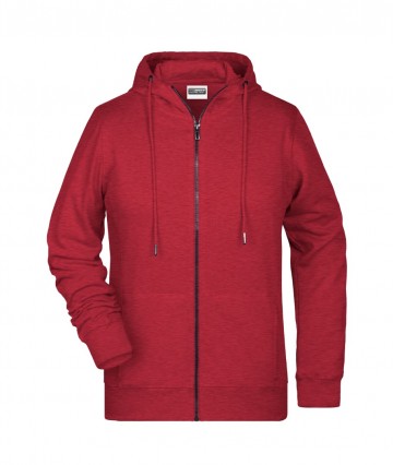 JN Ladies Zip Hoody 8025 karmijnroodmelange