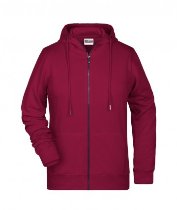 JN Ladies Zip Hoody 8025 wijnrood