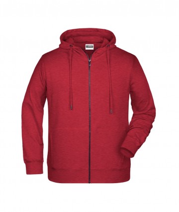 JN Men's Zip Hoody 8026 karmijnroodmelange