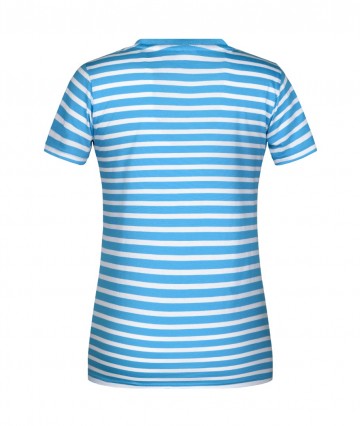 JN Ladies T-Shirt Striped 8027 atlantischblauw wit rug