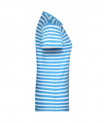 JN Ladies T-Shirt Striped 8027 atlantischblauw wit zij