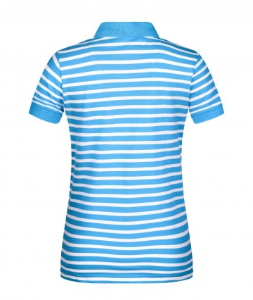 JN Ladies Polo gestreept atlantischblauw wit rug