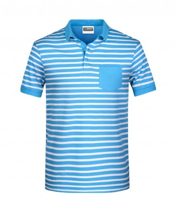 JN Men's Polo gestreept 8030 atlantischblauw wit
