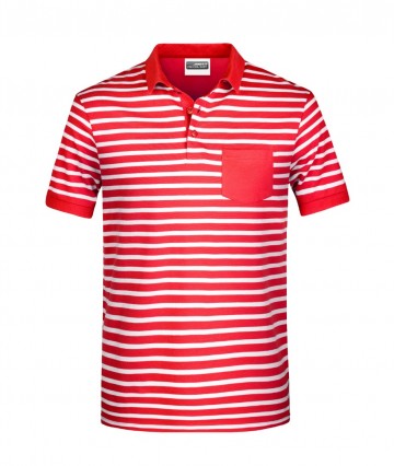 JN Men's Polo gestreept 8030 rood wit