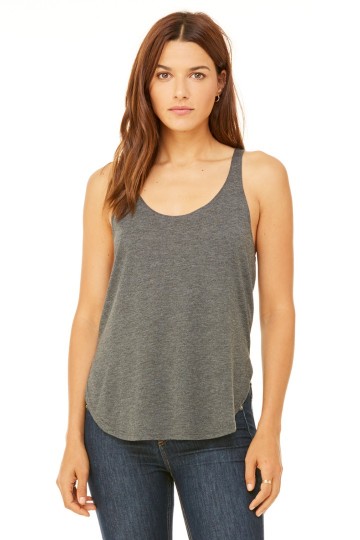 8802 B+C Bella Flowy Side Slit Tanktop donkergrijs heather