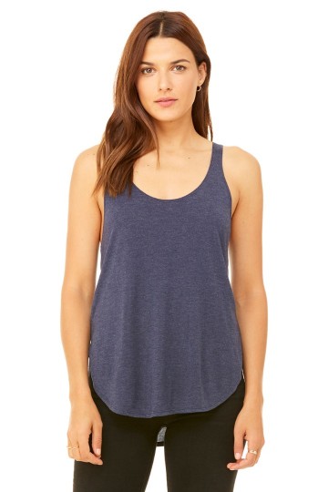 8802 B+C Bella Flowy Side Slit Tanktop marineblauw heather