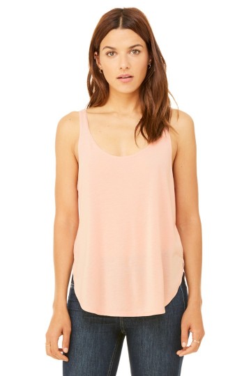 8802 B+C Bella Flowy Side Slit Tanktop perzik