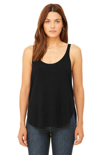 8802 B+C Bella Flowy Side Slit Tanktop zwart