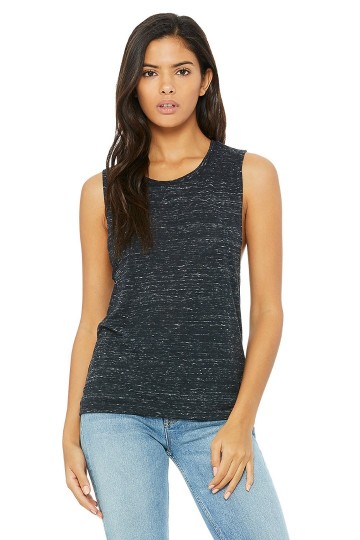 8803 B+C Flowy Scoop Muscle Tanktop zwart marmer