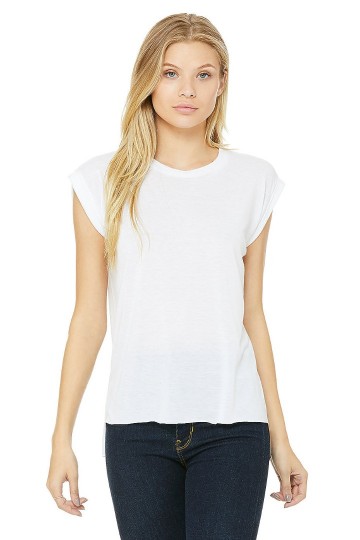 8804 B+C Flowy Rolled Cuff Muscle T-shirt wit