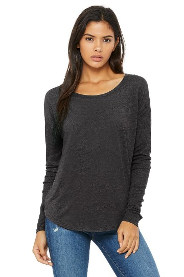 8852 B+C Bella Flowy T-shirt LS donkergrijs heather