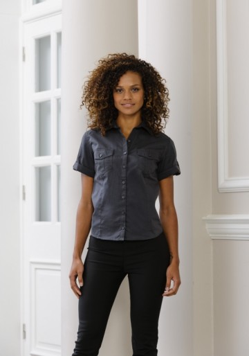 Russell Twill Shirt met korte rolmouwen